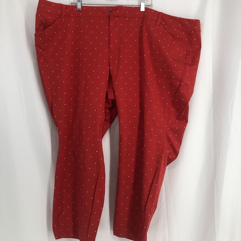 Old Navy Red Polka Dot Pixie Ankle Pants Stretch Casual Sz 30Plus